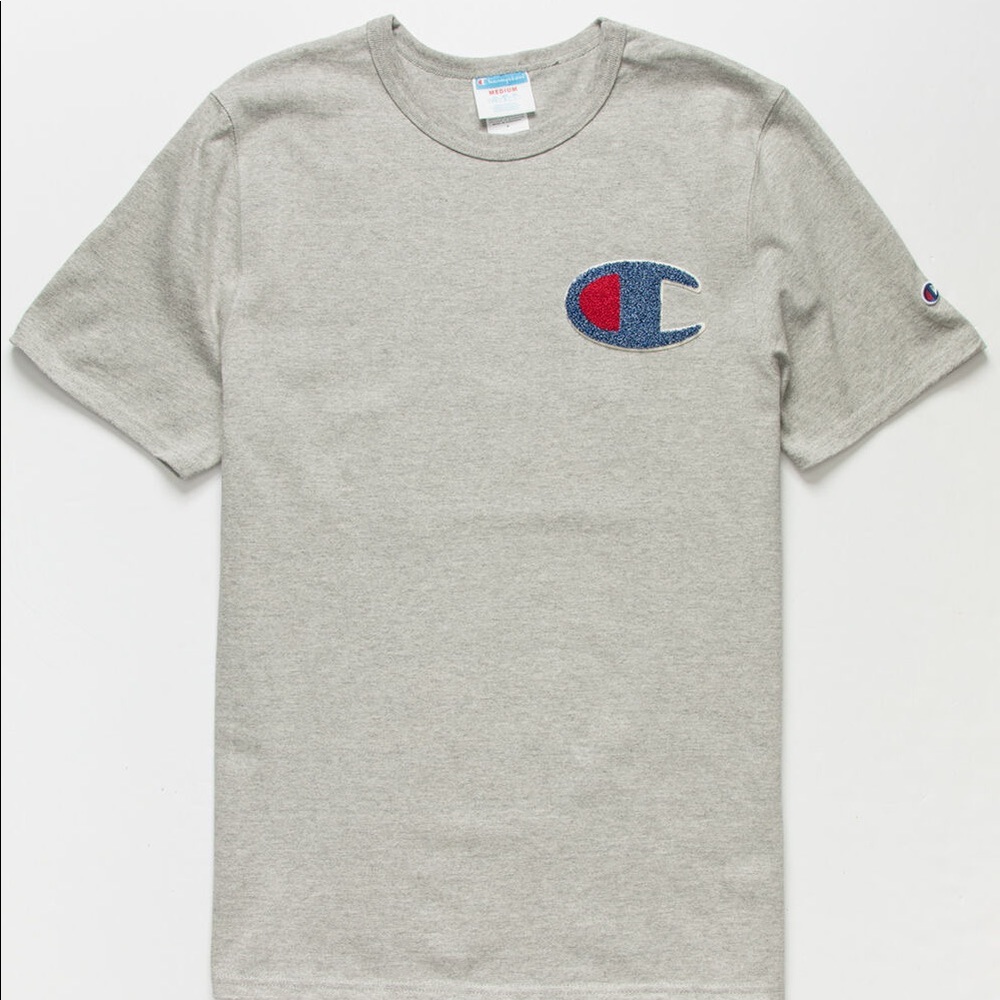 CHAMPION Embroidered C Mens Heather Gray T-Shirt